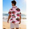 image:imageKYKU Mens Hawaiian Shirt Short Sleeve Tropical Button Down Casual Summer Beach Vacation ShirtsCar Pink Hawaiian Shirt for Men
