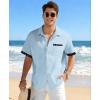 image:imageKYKU Mens Hawaiian Shirt Short Sleeve Tropical Button Down Casual Summer Beach Vacation ShirtsContrast Light Blue Beach Shirts for Men