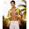 image:imageKYKU Mens Hawaiian Shirt Short Sleeve Tropical Button Down Casual Summer Beach Vacation ShirtsFloral Yellow Hawaiian Shirt for Men