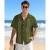 image:imageKYKU Mens Hawaiian Shirt Short Sleeve Tropical Button Down Casual Summer Beach Vacation ShirtsGuayabera Army Green Beach Shirts for Men