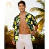 image:imageKYKU Mens Hawaiian Shirt Short Sleeve Tropical Button Down Casual Summer Beach Vacation ShirtsLemon Black Hawaiian Shirt for Men
