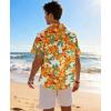 image:imageKYKU Mens Hawaiian Shirt Short Sleeve Tropical Button Down Casual Summer Beach Vacation ShirtsOrange Floral Hawaiian Shirt for Men