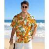 image:imageKYKU Mens Hawaiian Shirt Short Sleeve Tropical Button Down Casual Summer Beach Vacation ShirtsOrange Floral Hawaiian Shirt for Men