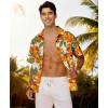 image:imageKYKU Mens Hawaiian Shirt Short Sleeve Tropical Button Down Casual Summer Beach Vacation ShirtsOrange Floral Hawaiian Shirt for Men