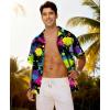 image:imageKYKU Mens Hawaiian Shirt Short Sleeve Tropical Button Down Casual Summer Beach Vacation ShirtsRainbow Paint Splatter Black Hawaiian Shirt Men