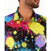 image:imageKYKU Mens Hawaiian Shirt Short Sleeve Tropical Button Down Casual Summer Beach Vacation ShirtsRainbow Paint Splatter Black Hawaiian Shirt Men