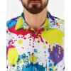 image:imageKYKU Mens Hawaiian Shirt Short Sleeve Tropical Button Down Casual Summer Beach Vacation ShirtsRainbow Paint Splatter White Hawaiian Shirt Men
