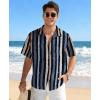 image:imageKYKU Mens Hawaiian Shirt Short Sleeve Tropical Button Down Casual Summer Beach Vacation ShirtsStriped Navy Blue Hawaiian Shirt for Men