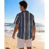image:imageKYKU Mens Hawaiian Shirt Short Sleeve Tropical Button Down Casual Summer Beach Vacation ShirtsStriped Navy Blue Hawaiian Shirt for Men