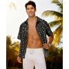 image:imageKYKU Mens Hawaiian Shirt Short Sleeve Tropical Button Down Casual Summer Beach Vacation ShirtsTriangle Black Hawaiian Shirt for Men