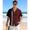 image:imageKYKU Mens Hawaiian Shirt Short Sleeve Tropical Button Down Casual Summer Beach Vacation ShirtsWine Red Beach Shirts for Men