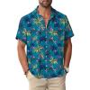 Blue Flamingos Men Hawaiian Button Shirt
