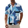 Blue Geometric Summer Shirt for Men