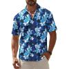 Florals Blue Men Hawaiian Button Shirt