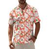 Florals Red Men Hawaiian Button Shirt
