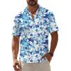 Flower White Men Hawaiian Button Shirt