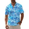 Islands Blue Men Hawaiian Button Shirt