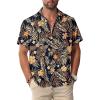 Navy Blue Hawaiian Men Button Down Shirt