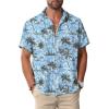 Tree Blue Men Hawaiian Button Shirt