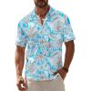 Tree Blue Men Hawaiian Button Shirts