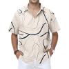 image:imageKYKU Mens Hawaiian Shirt Short Sleeve Tropical Button Down Casual Summer Beach Vacation ShirtsAbstract Lines Light Beige Hawaiian Shirt for Men