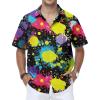 Rainbow Paint Splatter Black Hawaiian Shirt Men