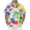 Rainbow Paint Splatter White Hawaiian Shirt Men