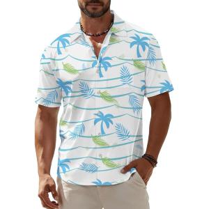 image:imageKYKU Mens Hawaiian Shirt Short Sleeve Button Down Casual Tropical Summer Beach Vacation Shirts with PocketBeach White Men Hawaiian Button Shirt