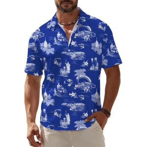 image:imageKYKU Mens Hawaiian Shirt Short Sleeve Button Down Casual Tropical Summer Beach Vacation Shirts with PocketBlue Hawaiian Men Button Down Shirt