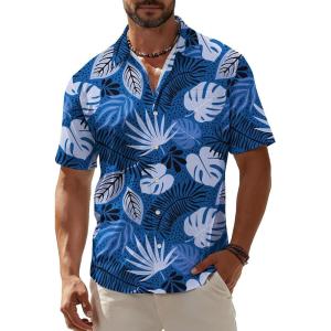 image:imageKYKU Mens Hawaiian Shirt Short Sleeve Button Down Casual Tropical Summer Beach Vacation Shirts with PocketBlue Men Hawaiian Button Down Shirts
