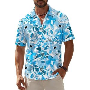 image:imageKYKU Mens Hawaiian Shirt Short Sleeve Button Down Casual Tropical Summer Beach Vacation Shirts with PocketBlue Mens Shirts Casual