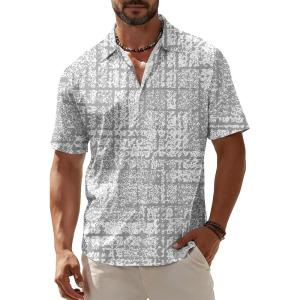 image:imageKYKU Mens Hawaiian Shirt Short Sleeve Button Down Casual Tropical Summer Beach Vacation Shirts with PocketCamo Gray Mens Casual Shirts