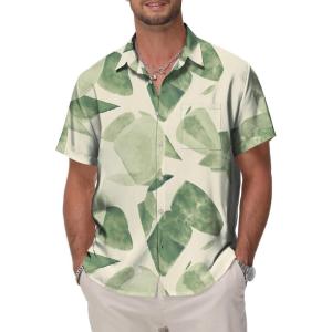 image:imageKYKU Mens Hawaiian Shirt Short Sleeve Button Down Casual Tropical Summer Beach Vacation Shirts with PocketLight Beige Print Hawaiian Shirt for Men