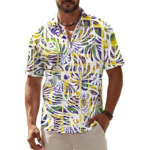 image:imageKYKU Mens Hawaiian Shirt Short Sleeve Button Down Casual Tropical Summer Beach Vacation Shirts with PocketMulticolor Hawaiian Men Button Down Shirt