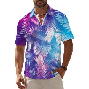 image:imageKYKU Mens Hawaiian Shirt Short Sleeve Button Down Casual Tropical Summer Beach Vacation Shirts with PocketMulticolor Hawaiian Shirt for Men