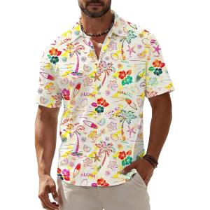 image:imageKYKU Mens Hawaiian Shirt Short Sleeve Button Down Casual Tropical Summer Beach Vacation Shirts with PocketTropical Multicolor Men Hawaiian Button Shirt