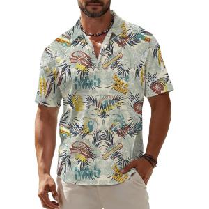 image:imageKYKU Mens Hawaiian Shirt Short Sleeve Button Down Casual Tropical Summer Beach Vacation Shirts with PocketVacations Multicolor Men Hawaiian Button Shirts
