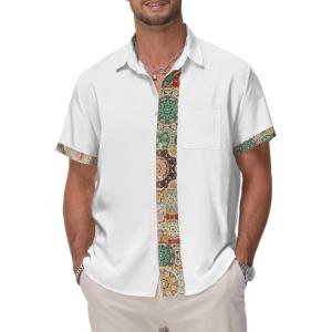 image:imageKYKU Mens Hawaiian Shirt Short Sleeve Button Down Casual Tropical Summer Beach Vacation Shirts with PocketWhite Summer Shirt for Men