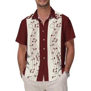 image:imageKYKU Mens Hawaiian Shirt Short Sleeve Button Down Casual Tropical Summer Beach Vacation Shirts with PocketWine Red Summer Shirt for Men