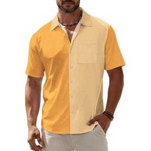 image:imageKYKU Mens Hawaiian Shirt Short Sleeve Button Down Casual Tropical Summer Beach Vacation Shirts with PocketYellow Summer Shirt for Men