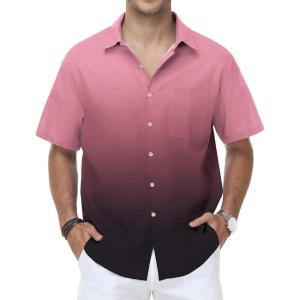 image:imageKYKU Mens Hawaiian Shirt Short Sleeve Tropical Button Down Casual Summer Beach Vacation ShirtsGradient Black Beach Shirts for Men
