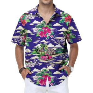 image:imageKYKU Mens Hawaiian Shirt Short Sleeve Tropical Button Down Casual Summer Beach Vacation ShirtsRoyal Blue Hawaiian Shirt for Men