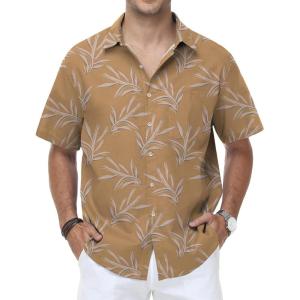 image:imageKYKU Mens Hawaiian Shirt Short Sleeve Tropical Button Down Casual Summer Beach Vacation ShirtsTan Hawaiian Shirt for Men