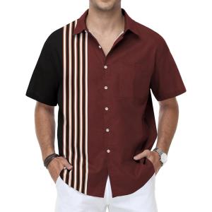 image:imageKYKU Mens Hawaiian Shirt Short Sleeve Tropical Button Down Casual Summer Beach Vacation ShirtsWine Red Beach Shirts for Men