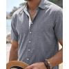 image:imageKYKU Mens Button Down Shirts Short Sleeve Casual Summer Beach Vacation Wedding Shirt Inner Contrast with PocketDark Blue
