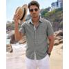 image:imageKYKU Mens Button Down Shirts Short Sleeve Casual Summer Beach Vacation Wedding Shirt Inner Contrast with PocketGrey