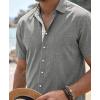 image:imageKYKU Mens Button Down Shirts Short Sleeve Casual Summer Beach Vacation Wedding Shirt Inner Contrast with PocketGrey