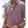 image:imageKYKU Mens Button Down Shirts Short Sleeve Casual Summer Beach Vacation Wedding Shirt Inner Contrast with PocketRed