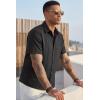 image:imageKYKU Mens Cuban Guayabera Shirt Short Sleeve Button Down Casual Summer Beach Vacation ShirtsBlack