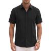 image:imageKYKU Mens Cuban Guayabera Shirt Short Sleeve Button Down Casual Summer Beach Vacation ShirtsBlack